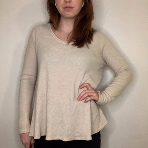 FREE PEOPLE cream waffle long sleeve